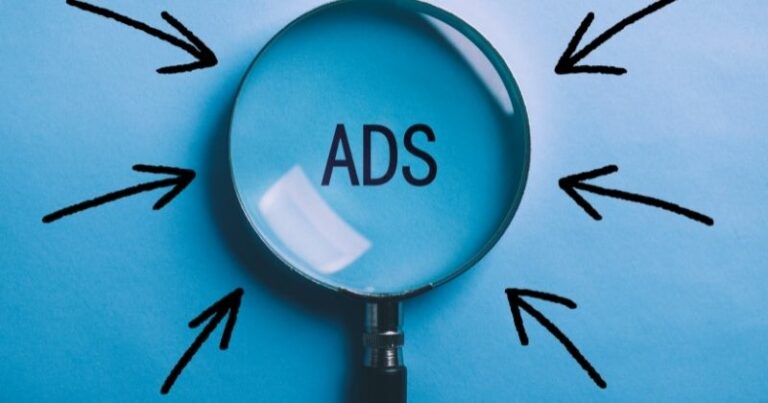 Effectively Buy Google Ads – the word ads under a magnifying glass